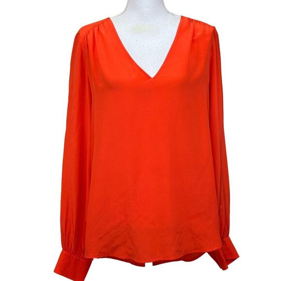 Trina Turk Enna silk top, orange, extra large, bright, classic, effortless, NWT - Picture 1 of 7